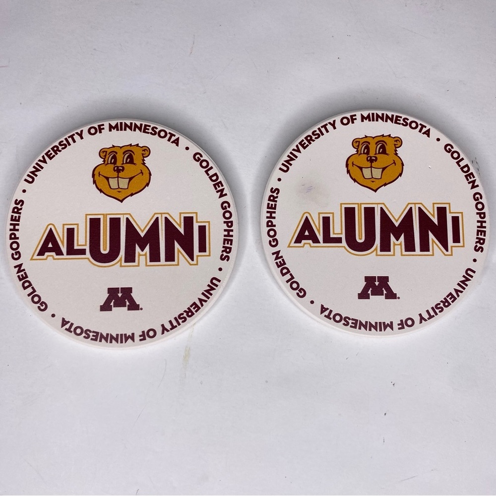 University Of Minnesota Golden Gophers Alumni 2 Pack Drink Coasters Ceramic Cork